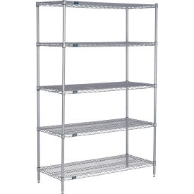 5 Shelf Silver Epoxy Wire Shelving Unit, Starter, 24"W x 21"D x 63"H