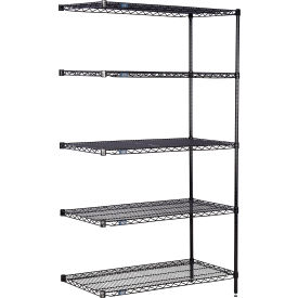 5 Shelf, Black Epoxy Wire Shelving Unit, Add On, 54"W x 18"D x 63"H