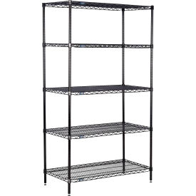 5 Shelf, Black Epoxy Wire Shelving Unit, Starter, 60"W x 18"D x 74"H
