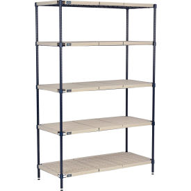 5 Shelf, Vented Plastic Mat Shelving Unit, Starter, 30"W x 24"D x 74"H