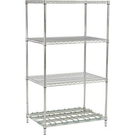 4 Shelf, Poly-Z-Brite® Standard Wire Shelving Unit, Starter, 30"W x 24"D x 74"H