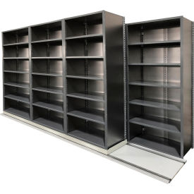 V-Grip 7 Unit, Lateral File High Density Shelving, 36"W x 18"D x 90"H, 12' Length, White