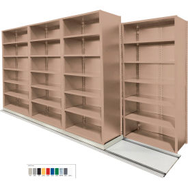 V-Grip 7 Unit, Lateral File High Density Shelving, 36"W x 18"D x 90"H, 12' Length, Putty