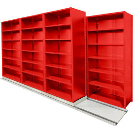V-Grip 7 Unit Lateral File High Density Shelving, 36"W x 18"D x 90"H, 12' Length, Red