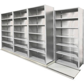 V-Grip 7 Unit Lateral File High Density Shelving, 36"W x 18"D x 90"H, 12' Length, Gray