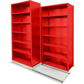 V-Grip 3 Unit Lateral File High Density Shelving, 36"W x 18"D x 90"H, 6' Length, Red