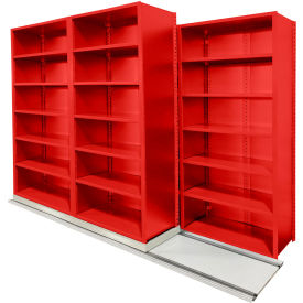 V-Grip 5 Unit, Lateral File High Density Shelving, 36"W x 18"D x 90"H, 9' Length, Red