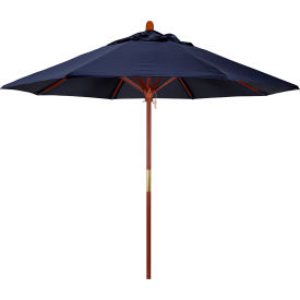 9' Patio Umbrella, Hardwood Pole, Sunbrella Fabric, Navy Color