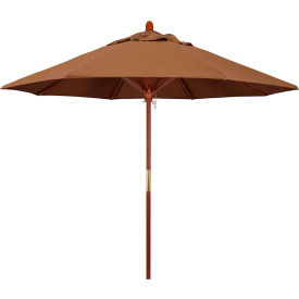 9' Patio Umbrella, Hardwood Pole, Sunbrella Fabric, Teak Color