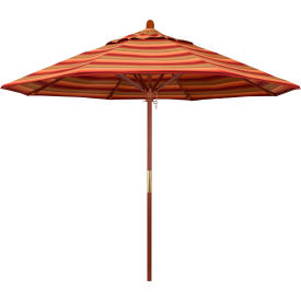 9' Patio Umbrella, Hardwood Pole, Sunbrella Fabric, Astoria Sunset