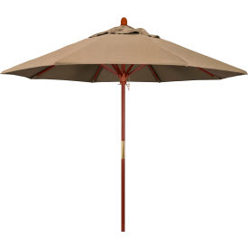 9' Patio Umbrella, Hardwood Pole, Sunbrella Fabric, Heather Beige