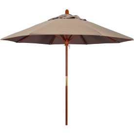 9' Patio Umbrella, Hardwood Pole, Sunbrella Fabric, Taupe