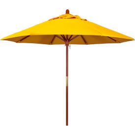 9' Patio Umbrella, Hardwood Pole, Sunbrella Fabric, Sunflower Yellow