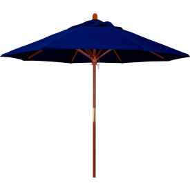 9' Patio Umbrella, Hardwood Pole, Sunbrella Fabric, True Blue