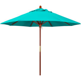 9' Patio Umbrella, Hardwood Pole, Sunbrella Fabric, Aruba Blue