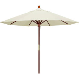 9' Patio Umbrella, Hardwood Pole, Sunbrella Fabric, Canvas Color