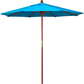 California Umbrella 7.5' Patio Umbrella, Hardwood Pole, Sunbrella Fabric, Cyan