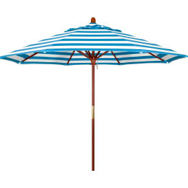 9' Patio Umbrella, Hardwood Pole, Sunbrella Fabric, Cabana Regatta