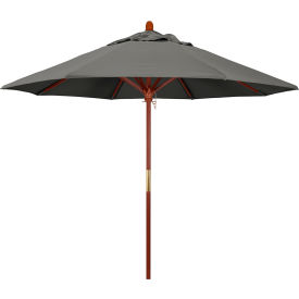 9' Patio Umbrella, Hardwood Pole, Sunbrella Fabric, Charcoal Color