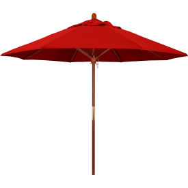 9' Patio Umbrella, Hardwood Pole, Sunbrella Fabric, Jockey Red