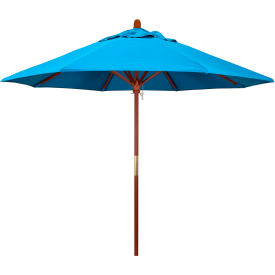 9' Patio Umbrella, Grove Series, Hardwood Pole, Sunbrella, Cyan
