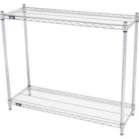 2 Shelf, Chrome ESD Wire Shelving Unit, Starter, 42"W x 14"D x 34"H