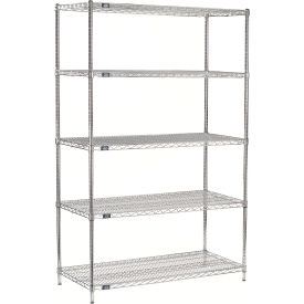 5 Shelf Chrome ESD Wire Shelving Unit, Starter, 54"W x 21"D x 74"H