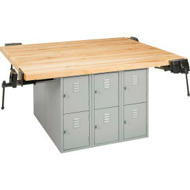 Workbench with 4 Vises 64"L x 54"W - Maple Top