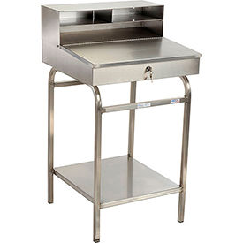 Stainless Steel Shop Desk, Pigeonhole Riser, 24"W x 22"D