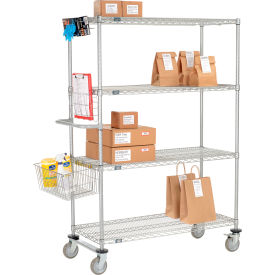 Curbside Wire Truck w/4 Shelves & Polyurethane Casters, 30"L x 21"W x 69"H