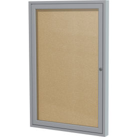 Enclosed Bulletin Board, Outdoor, 1 Door, 24"W x 36"H, Caramel Vinyl/Silver Frame