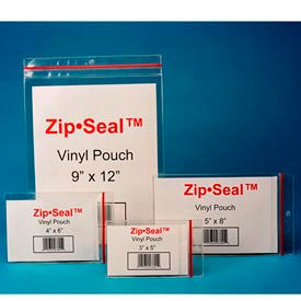Zip Seal Vinyl Pouches, 3" x 5", Self-Adhesive (25 pcs/pkg)