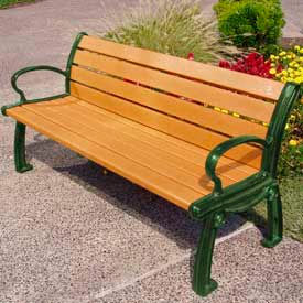 Heritage 6' Recycled Plastic Bench, Cedar Bench/Green Frame