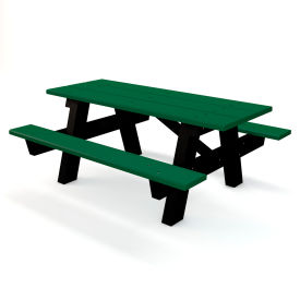 6' A Frame Rectangular Picnic Table, Recycled Plastic, Green