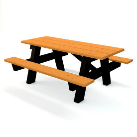 6' A Frame Rectangular Picnic Table, Recycled Plastic, Cedar