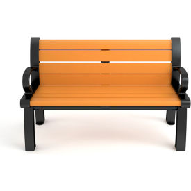 Heritage 4' Recycled Plastic Cedar Bench, Black Frame
