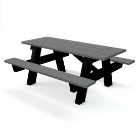 6' A Frame Rectangular Picnic Table, Recycled Plastic, Gray