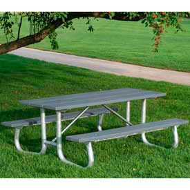 8' Picnic Table, Recycled Plastic, Gray