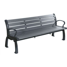 Heritage 6' Recycled Plastic Bench, Gray/Black Frame