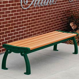 4 ft. Heritage Backless Bench, Cedar Bench/Green Frame