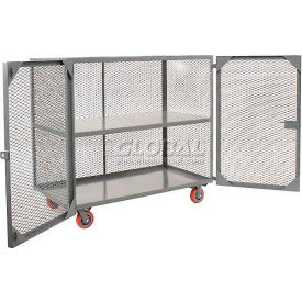 Storage Locker w/1 Center Shelf & Poly Wheels, 2000 lb. Cap, 48"Lx30"Wx56"H, Gray