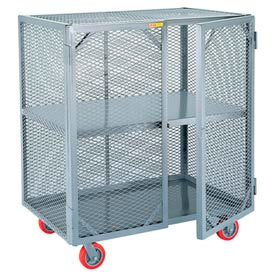 Storage Locker w/1 Center Shelf & Poly Wheels, 2000 lb. Cap, 60"Lx36"Wx56"H, Gray