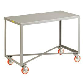 Welded Steel Mobile Work Table, 60 x 30", 1 Shelf & Wheel Brakes
