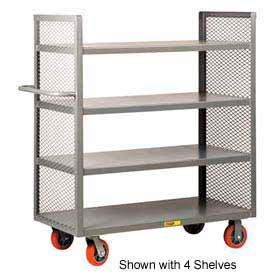 2 Sided Shelf Truck w/3 Shelves, 3600 lb Capacity, 60"L x 30"W x 57"H, Gray