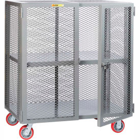 Storage Locker w/ Adj Shelf & Poly Wheels, 2000 lb. Cap, 48"L x 24"W x 56"H, Gray