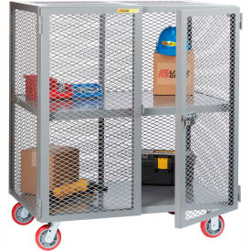 Storage Locker w/1 Center Shelf & Poly Wheels, 2000 lb. Cap, 60"Lx30"Wx56"H, Gray