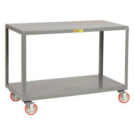 Welded Steel Mobile Work Table, 36 x 24", 2 Shelves & Wheel Brakes