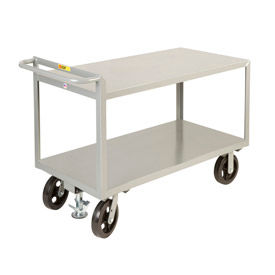 Merchandise Cart w/2 Flush Shelves, 2400 lb Capacity, 36"L x 24"W x 36"H, Gray