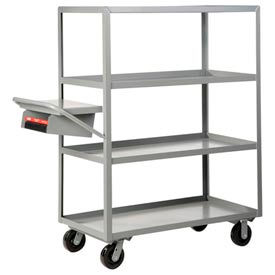 Shelf Truck w/4 Lip Shelves & Writing Pocket, 3600 lb. Cap, 60"L x 30"W x 63"H