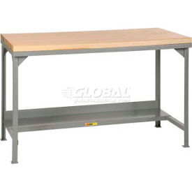 Welded Steel Workbench - Maple Butcher Block Top & Shelf - 60"W x 30"D x 37-3/4"H